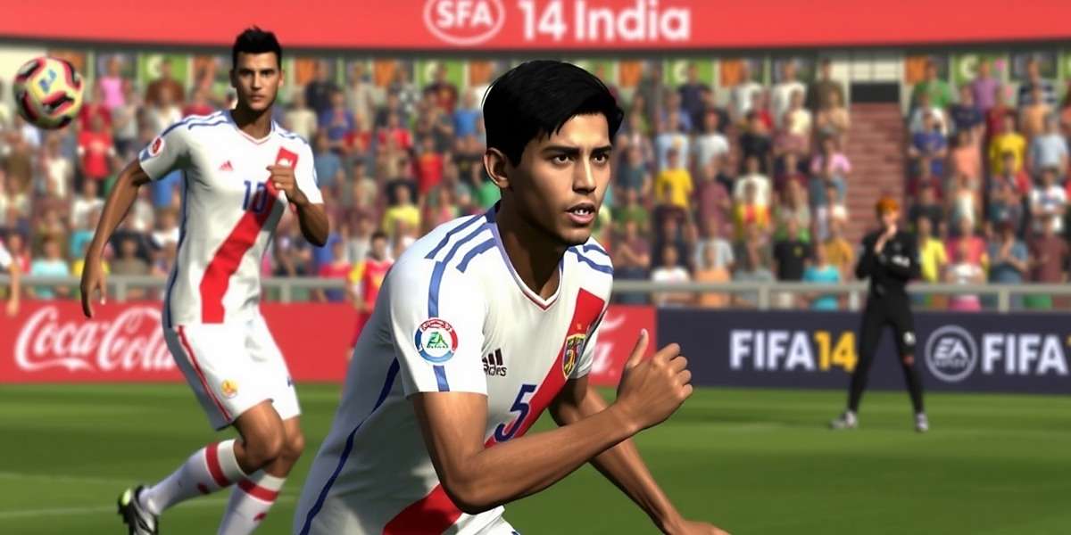 FIFA 14 gameplay showing Indian players in action